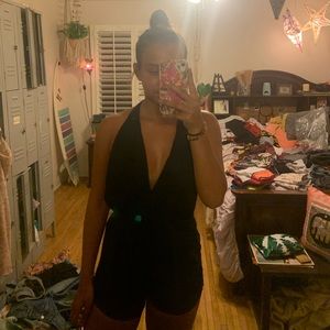black backless romper
